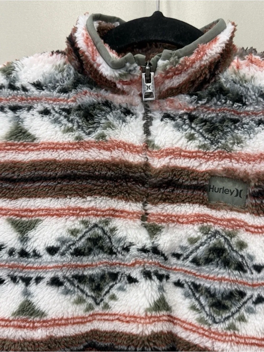 NEW Hurley Boy's Sherpa Plush Printed Quarter-Zip Jacket Size S(6/7) NWT